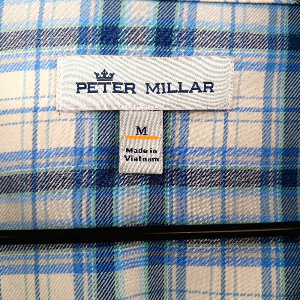 Peter Millar Shirt Mens M Blue Plaid Gator Creek Flannel Preppy Classic - Picture 8 of 14